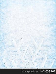 Christmas background, snowflake border, cold white blue snow pattern, winter holidays greeting card