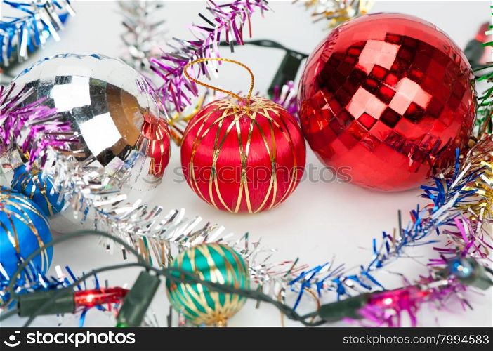 Christmas background with a red ornament