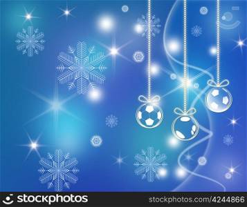 Christmas background with football balls