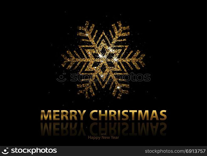 Christmas Background with Gold Snowflake