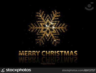 Christmas Background with Gold Snowflake