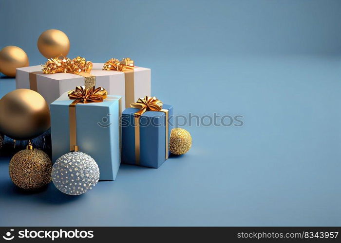 Christmas Background with golden and shiny gift box ornament decoration