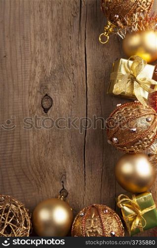 christmas background with golden decoration