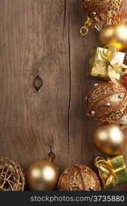 christmas background with golden decoration