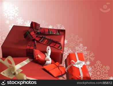 Christmas Background with Red Gifts
