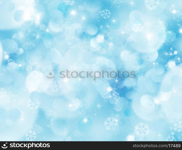 Christmas background with snowflakes and bokeh lights