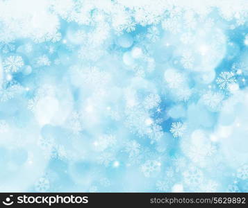 Christmas background with snowflakes and bokeh lights