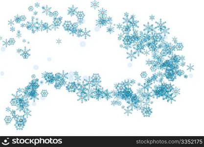 Christmas backgroung with a pattern of blue snowflakes.