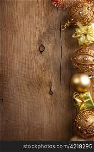 christmas backround with golden decoration