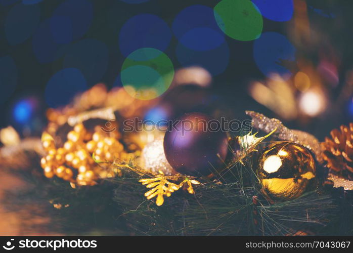 Christmas ball on the branches fir.