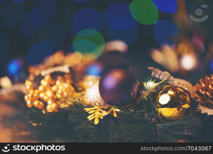 Christmas ball on the branches fir.