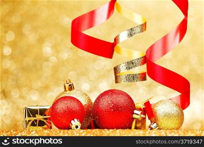 Christmas balls and ribbons