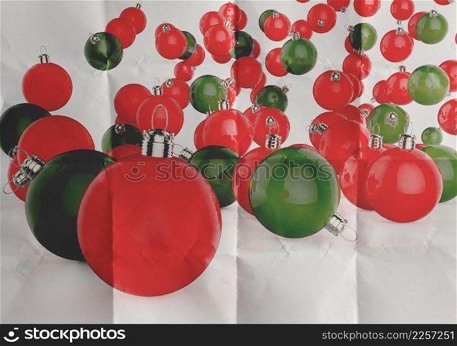 Christmas balls as vintage style on crumpled paper