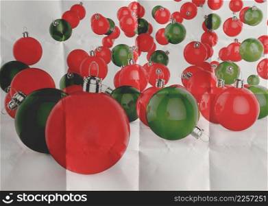 Christmas balls as vintage style on crumpled paper