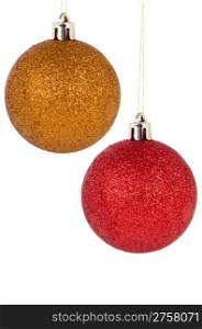 Christmas balls decorations isolated on white background.
