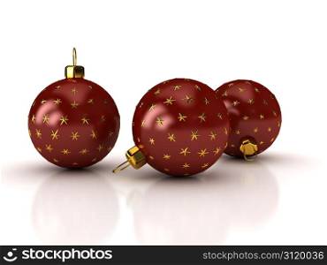 Christmas balls over white. 3d rendered image