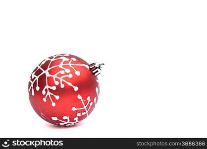 Christmas bauble decoration against white background