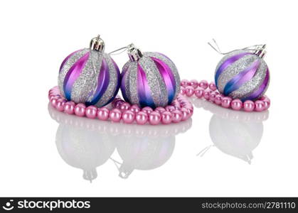 Christmas baubles isolated on the white