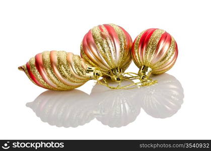 Christmas baubles isolated on the white