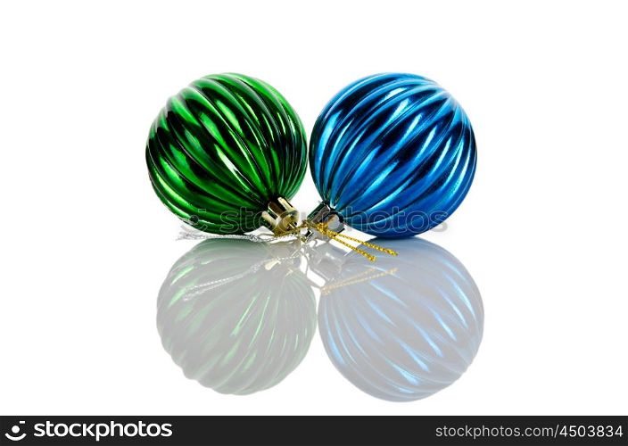 Christmas baubles isolated on the white