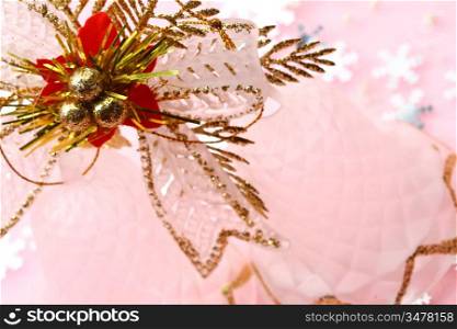 christmas bell close up on pink background