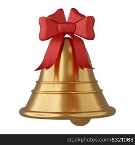 Christmas bell isolated with clipping path 3d render