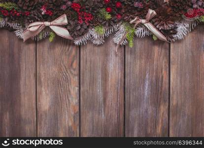 Christmas border design. Christmas border design with rustic ribbom bows