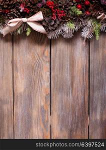 Christmas border design. Christmas border design with rustic ribbom bows