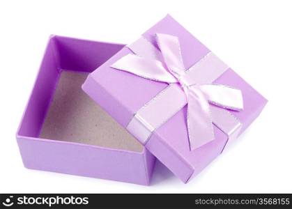 Christmas box gifts with satin bow isolated on white background