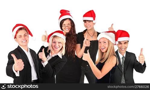 christmas business people group with ok gesture