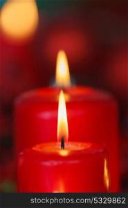 Christmas candles in red. Decoration for holidays