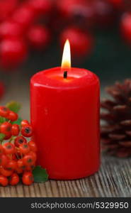 Christmas candles in red. Decoration for holidays