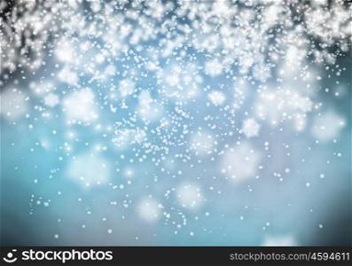 Christmas card. Conceptual image with snowflakes on blue background