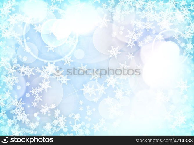 Christmas card. Conceptual image with snowflakes on blue background