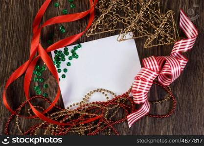 Christmas card. White blank card and decoration elements. Place for text