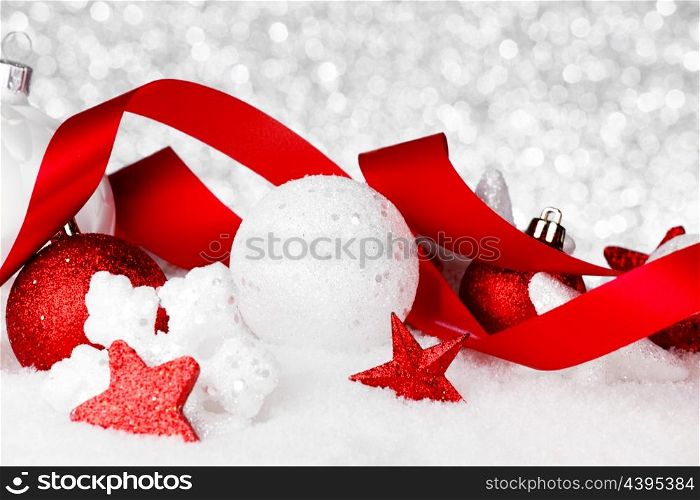 Christmas card with white and red decoration