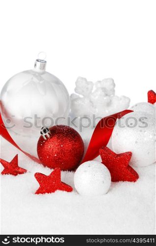 Christmas card with white and red decoration