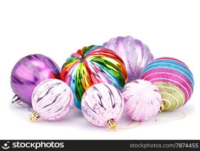 Christmas colorful balls isolated on white background.