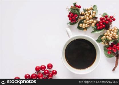christmas composition coffee with berries