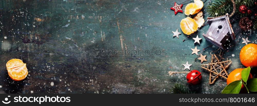 Christmas composition on dark vintage background