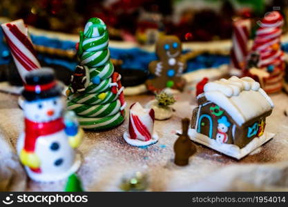 Christmas composition with seasonal decorations and ornaments