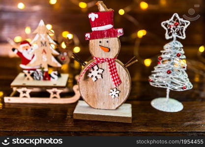 Christmas composition with seasonal decorations and ornaments