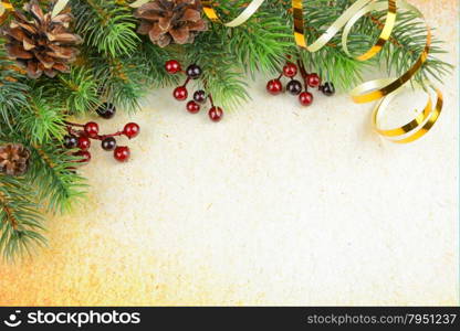 Christmas compositionon on a background of old paper