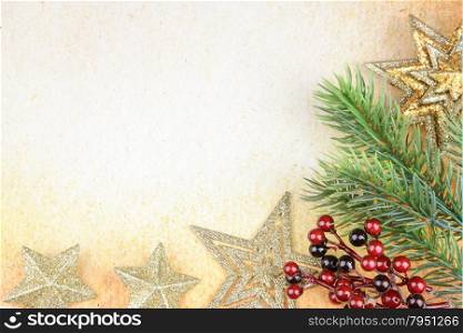 Christmas compositionon on a background of old paper