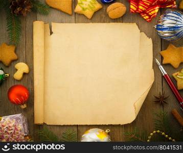 christmas concept on wood background