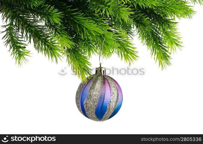 Christmas concept with baubles on white