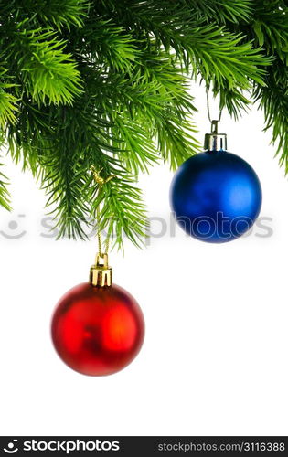 Christmas concept with baubles on white