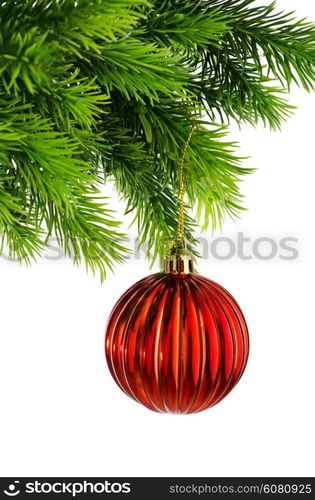 Christmas concept with baubles on white