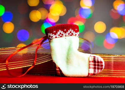 Christmas concept with decoration and bokeh ligths background