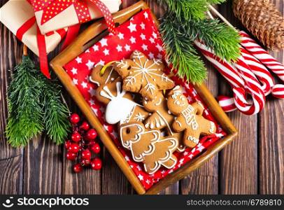christmas cookies on a table, ginger cookies